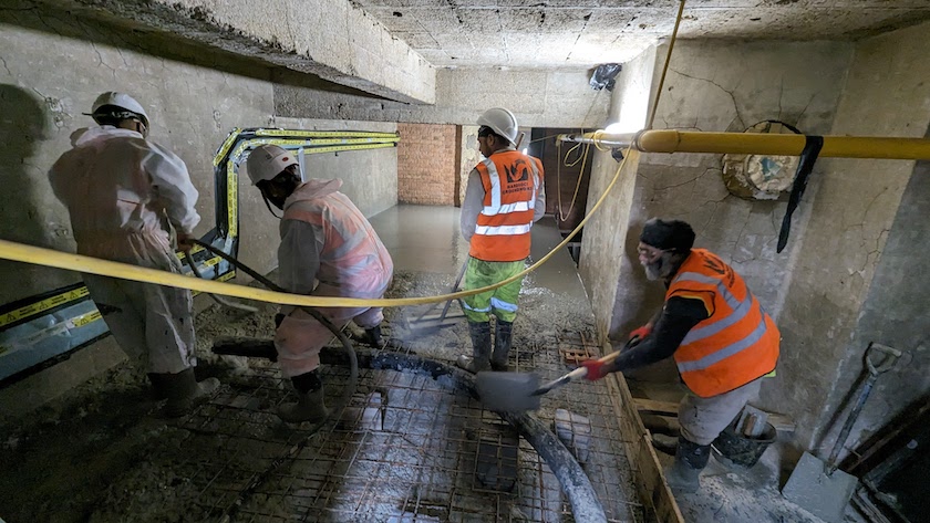 Hardrock Groundworks team pouring concrete