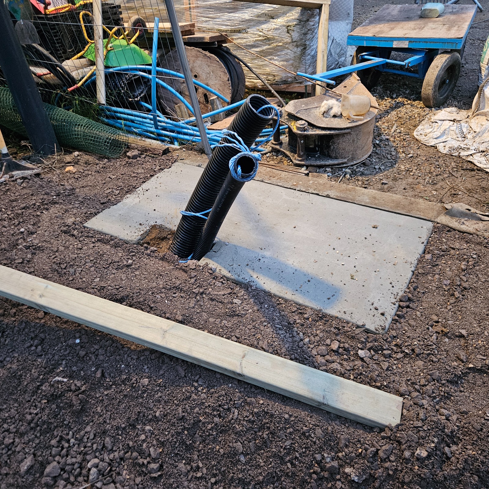 Ducting entering a draw pit